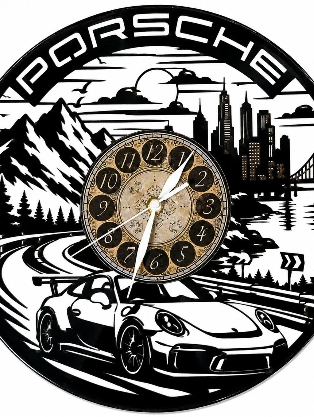 PORSCHE vinyl record clock